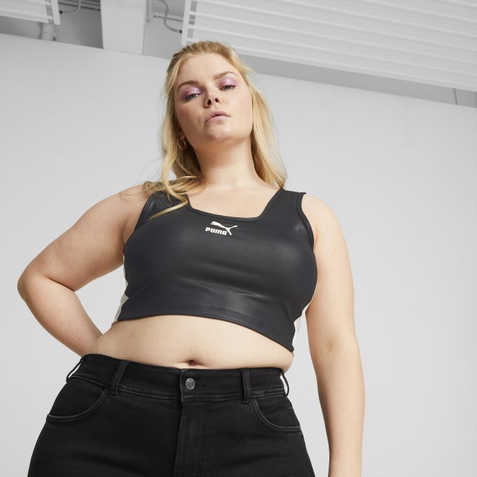 Puma På Tilbud T7 Skinnende Crop Top For Kvinner Svart-urørt