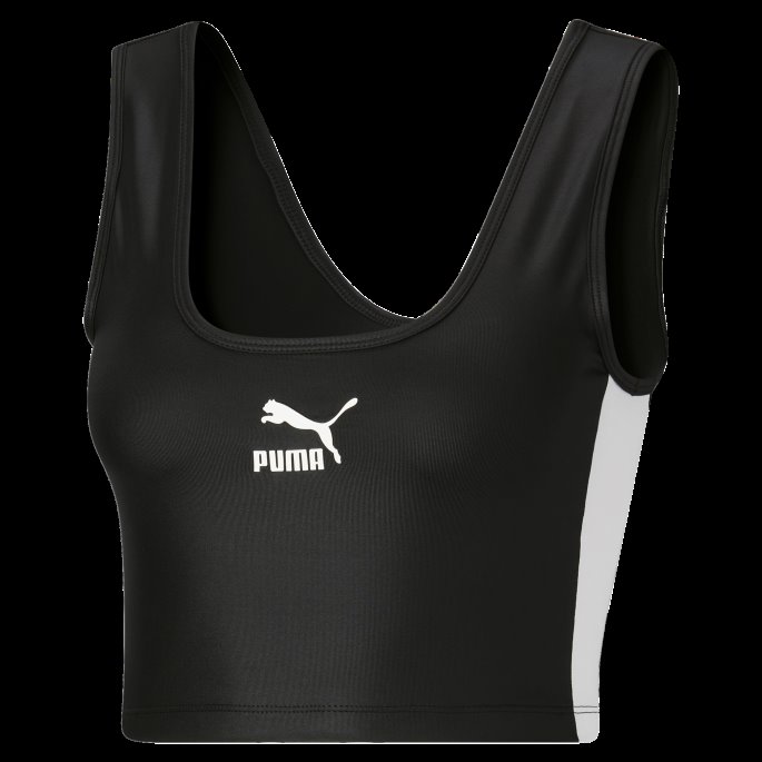 Puma På Tilbud T7 Skinnende Crop Top For Kvinner Svart-urørt