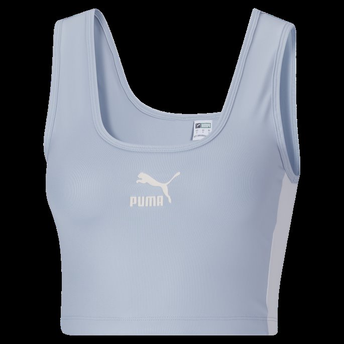 T7 Skinnende Kvinners Crop Top Blå Vask Puma På Salg