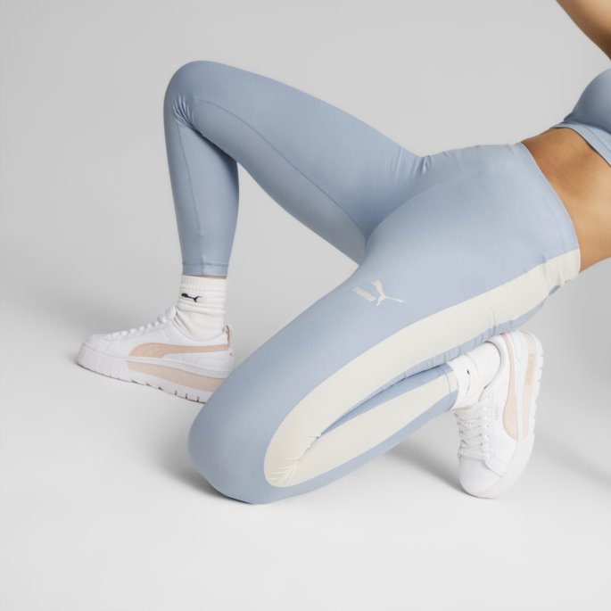 T7 Skinnende Leggings Med Høy Midje For Kvinner Blå Vask Puma På Tilbud