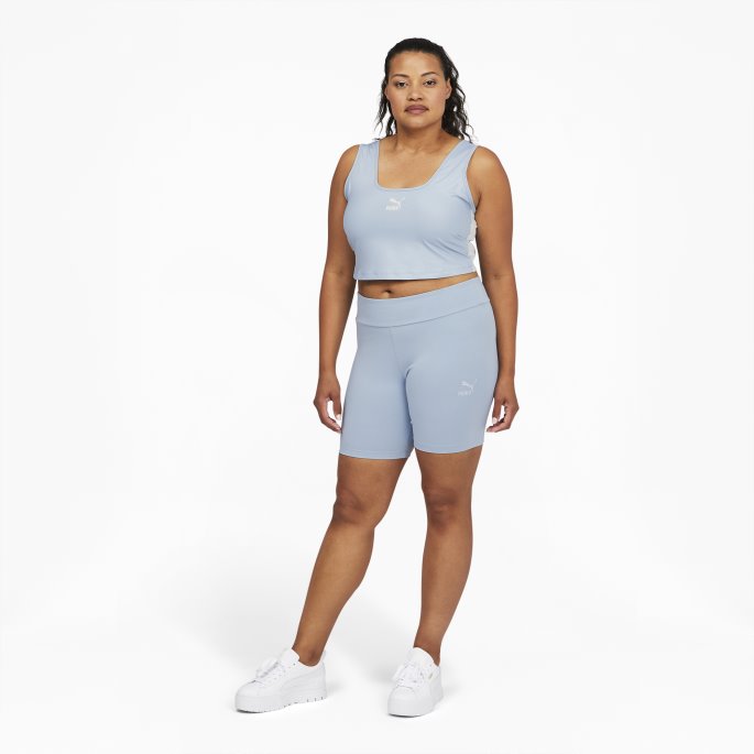 T7 Skinnende Kvinners Crop Top Pl Blue Wash Puma På Salg