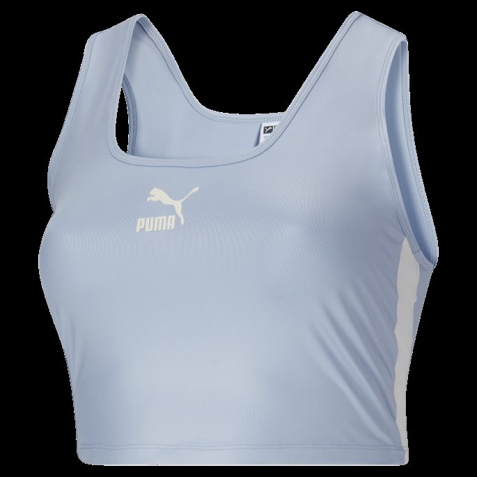 T7 Skinnende Kvinners Crop Top Pl Blue Wash Puma På Salg