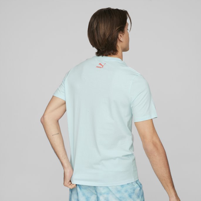 Lett Aqua Puma På Salg Sommerklemme Grafisk T-skjorte For Menn