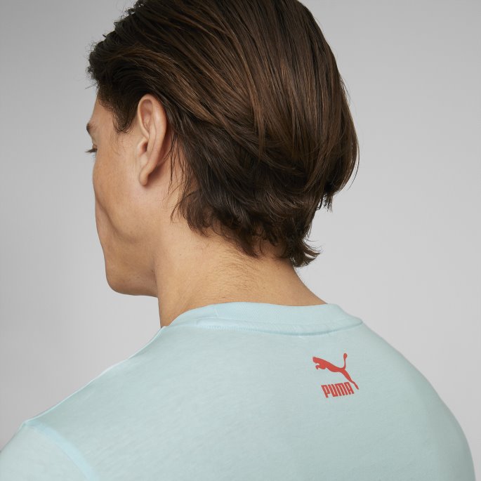 Puma På Tilbud Light Aqua Summer Squeeze Grafisk T-skjorte For Menn