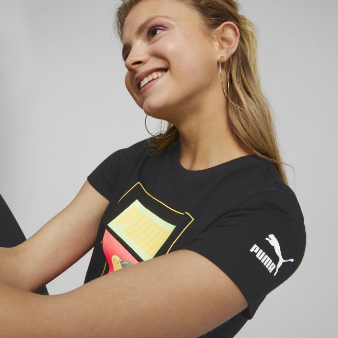 Puma På Tilbud Summer Squeeze Grafisk T-skjorte For Kvinner Svart