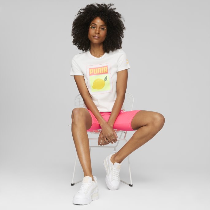 Puma På Tilbud Hvit Sommer Squeeze Grafisk T-skjorte For Kvinner