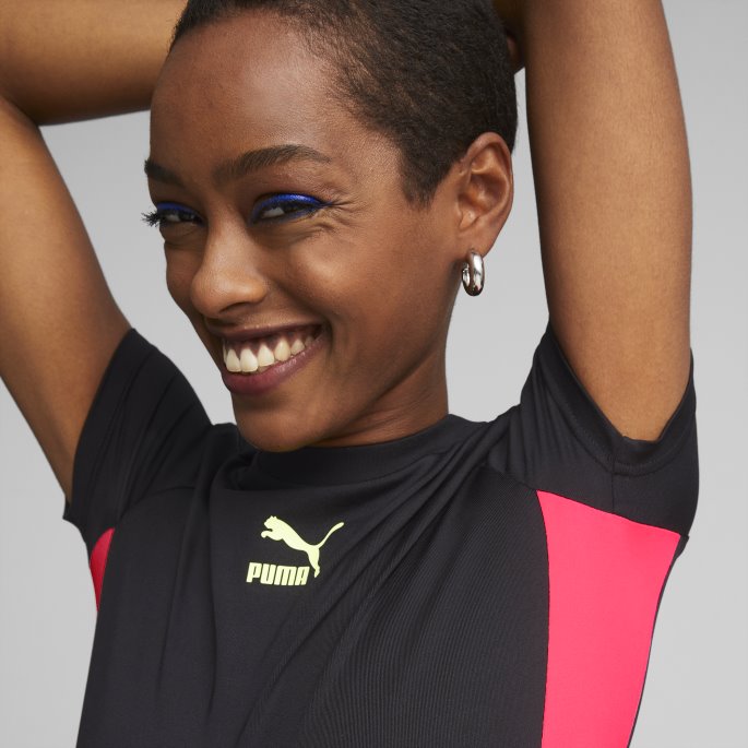 Summer Squeeze Kvinners Kortlengde T-skjorte Svart Puma På Salg