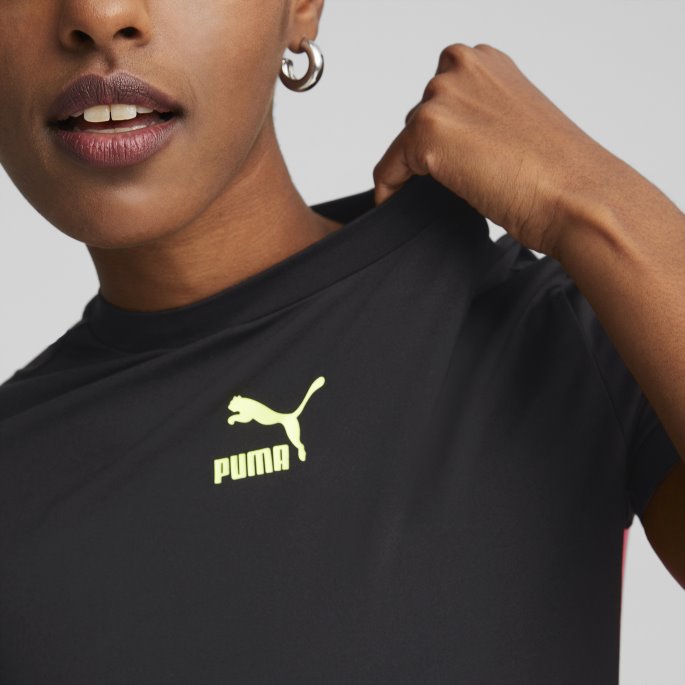 Summer Squeeze Kvinners Kortlengde T-skjorte Svart Puma På Salg