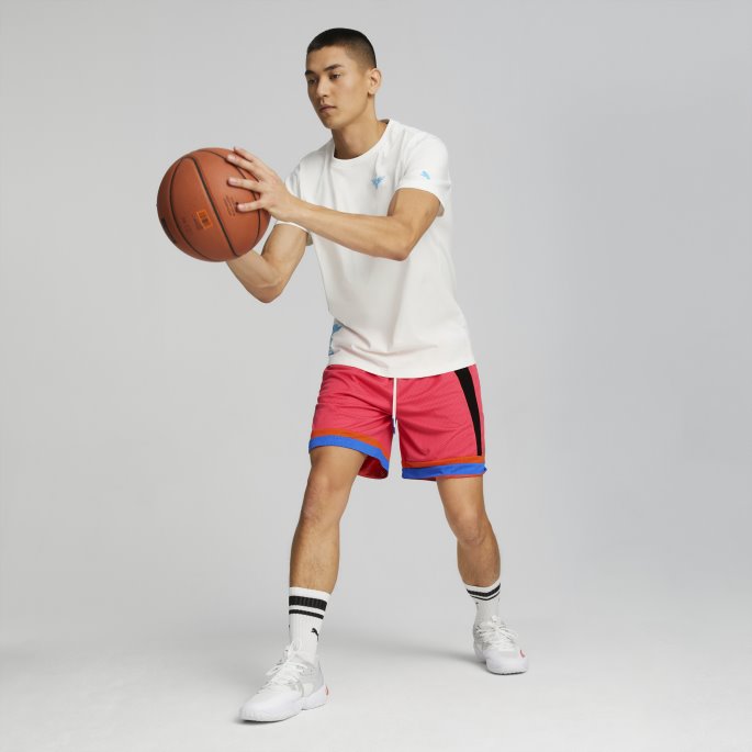 Hot Coral Puma På Salg Melo One Stripe Basketballshorts Menn