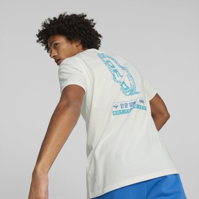 Puma På Salg Hvit Melo En Av En Basketball Tee Menn