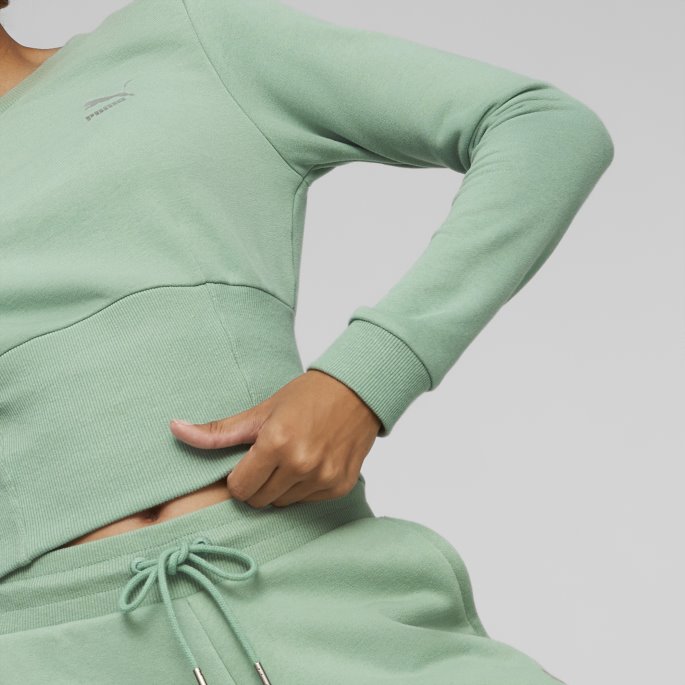 Puma På Tilbud X Pamela Reif Classics Crewneck Sweatshirt Dame Granittgrønn