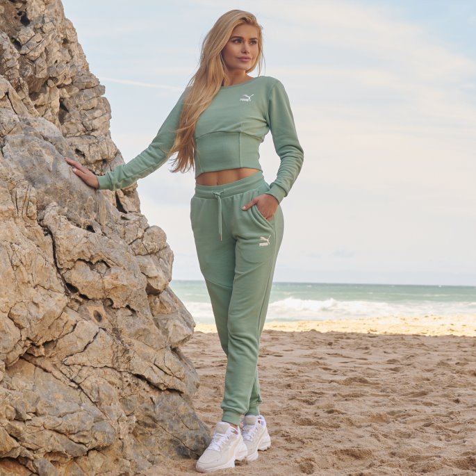 Puma På Tilbud X Pamela Reif Classics Joggebukse Dame Granittgrønn
