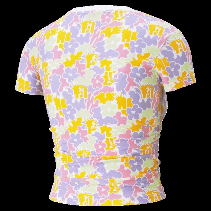 Hvit Puma På Salg All-over-print Ruched Crop Top T-skjorte Kvinner