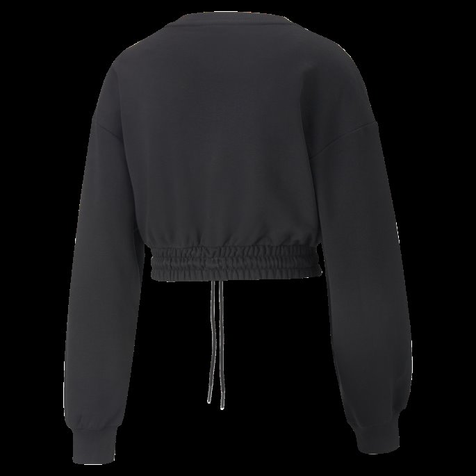 Svart Puma På Tilbud Cropped Crewneck Sweatshirt Kvinner
