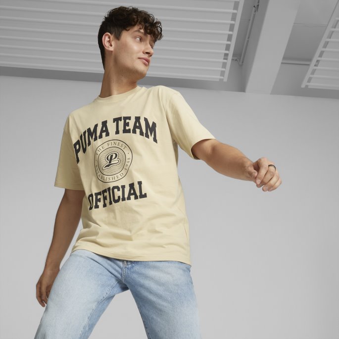 Puma På Salg Team Grafisk Tee Menn Lys Sand