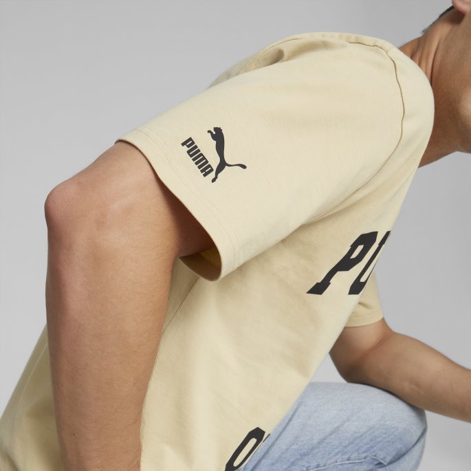 Puma På Salg Team Grafisk Tee Menn Lys Sand
