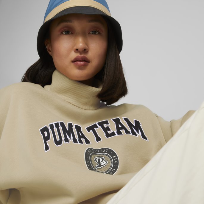 Puma På Salg Team Avslappet Fleecegenser Dame Lett Sand