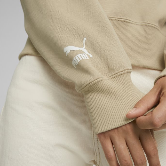 Puma På Salg Team Avslappet Fleecegenser Dame Lett Sand