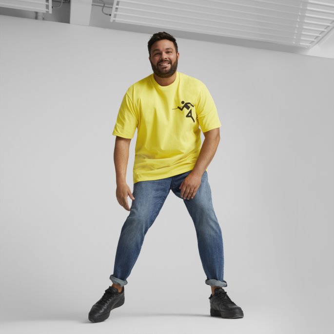 Puma På Salg Heroes Grafisk T-skjorte Solstrålegul