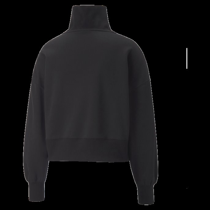 Puma På Tilbud Svart Infuse Oversized Sweatshirt Med Halv Glidelås For Kvinner