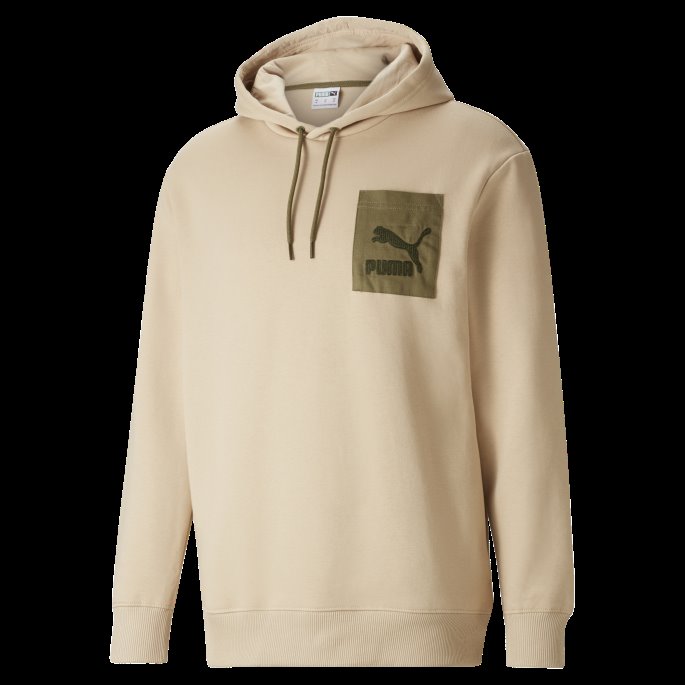 Klassikere Kraftig Strikket Hettegenser Herre Puma På Tilbud Lett Sand