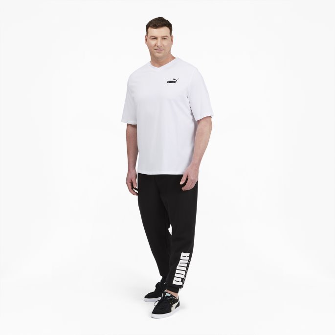 Puma På Tilbud Essentials+ Herre V-hals T-skjorte Bt Hvit