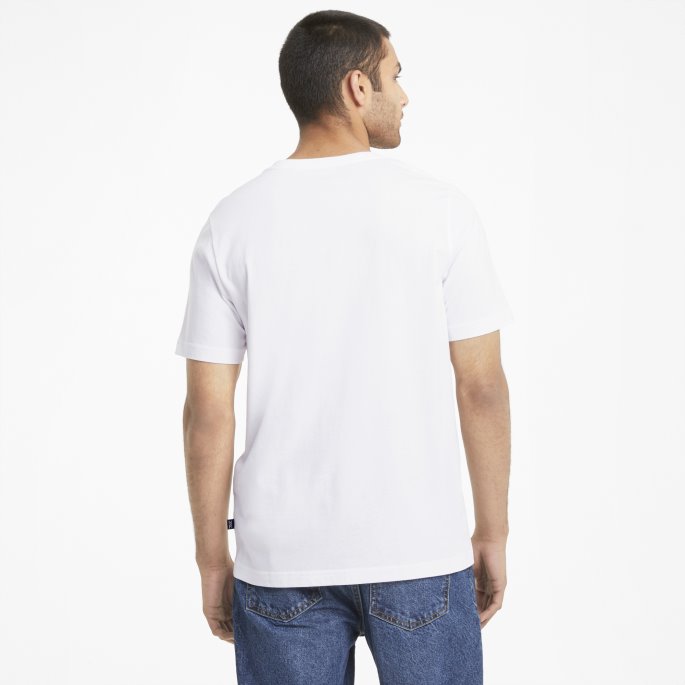 Hvit Puma På Tilbud Essentials+ Herre V-hals T-skjorte