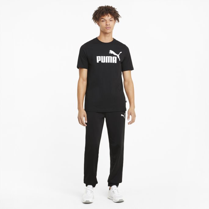 Puma På Tilbud Svart Essentials Logo Herre-t-skjorte