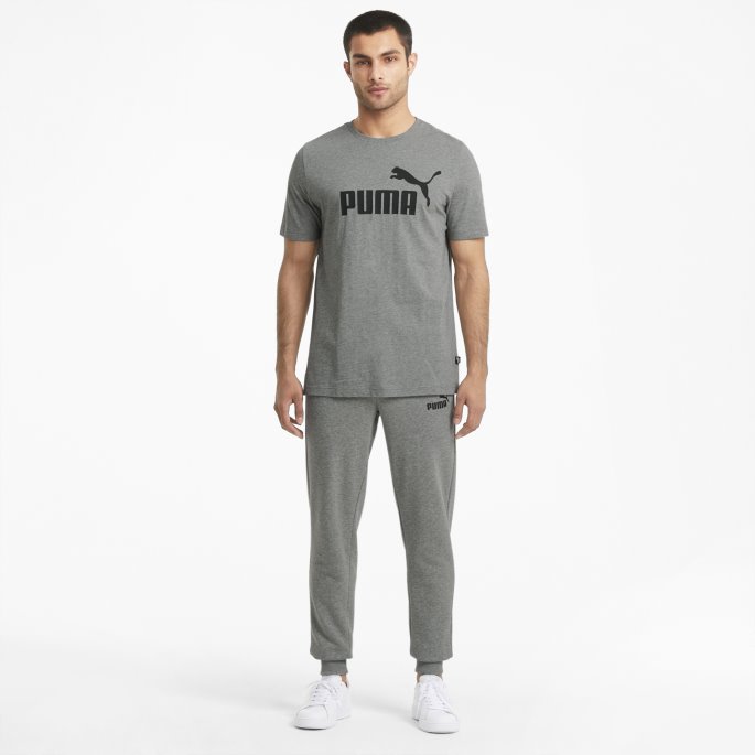 Puma På Tilbud Mellomgrå Lyng Essensielle Logo Herre-t-skjorte