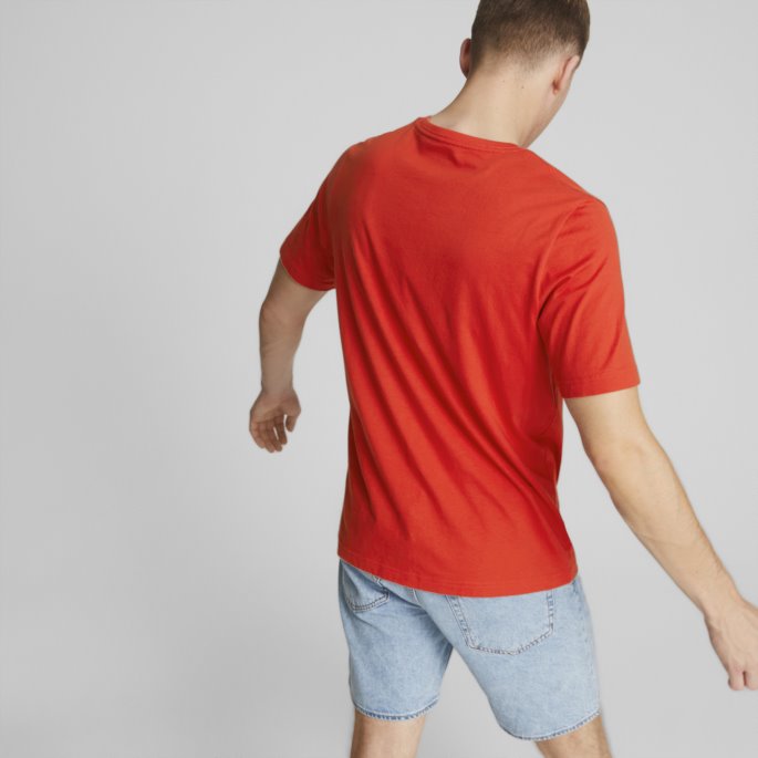 Brent Rød Puma På Tilbud Essensielle Logo Herre-t-skjorte