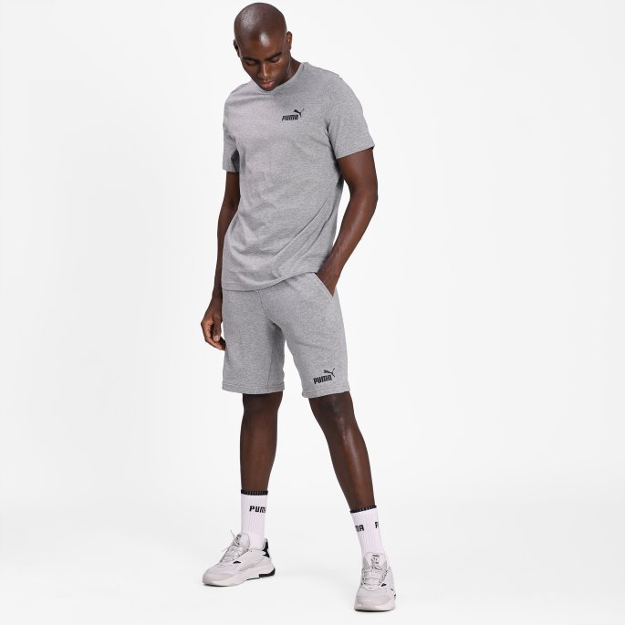 Mellomgrå Lyng Puma På Tilbud Nødvendighet Liten Logo Herre-t-skjorte