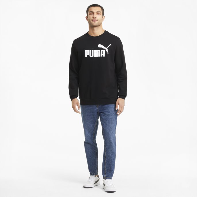 Svart Puma På Salg Nødvendigheter Stor Logo Herregenser Med Rund Hals