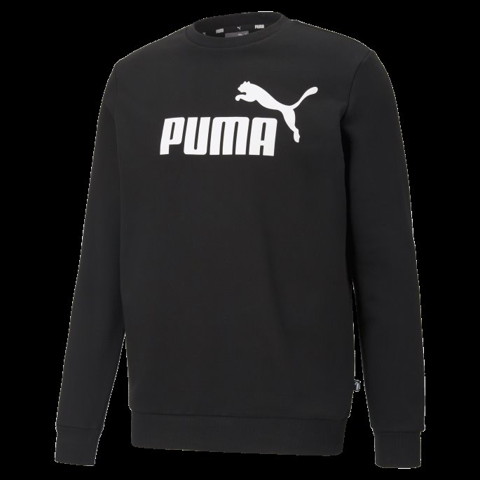 Puma På Tilbud Svart Nødvendighet Stor Logo Herregenser Med Rund Hals