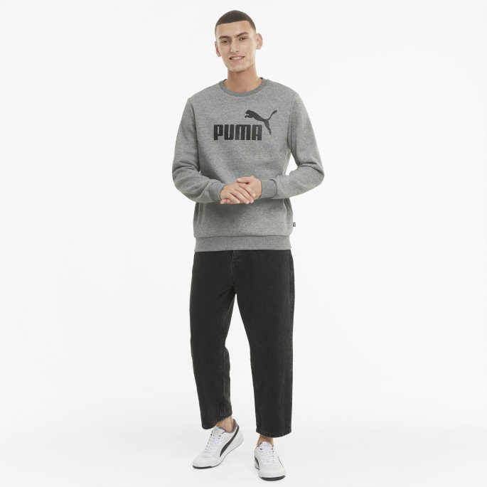 Mellomgrå Lyng Nødvendig Stor Logo Herregenser Med Rund Hals Puma På Tilbud