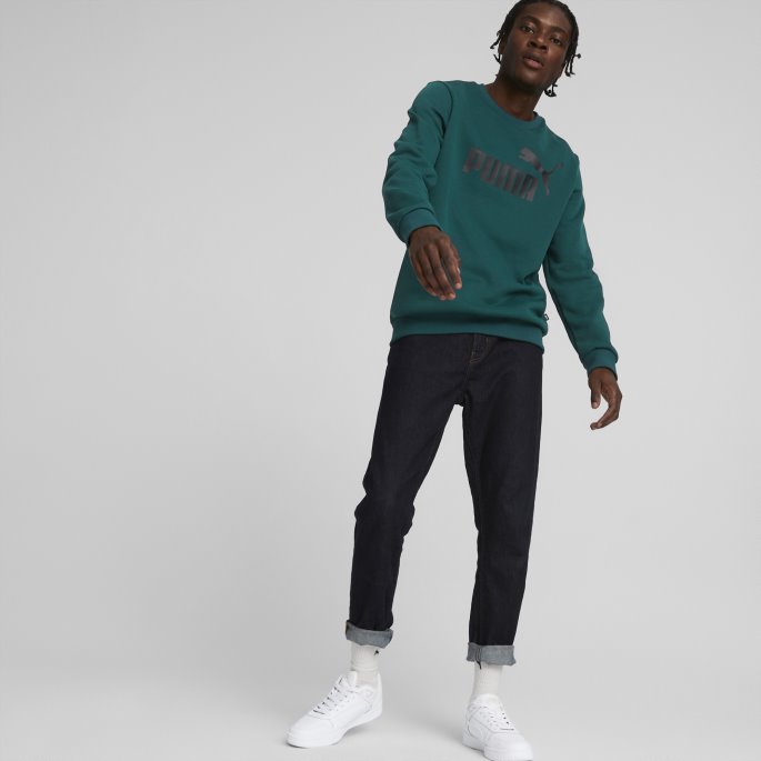 Puma På Salg Nødvendigheter Stor Logo Rund Hals Herregenser Varsity Green