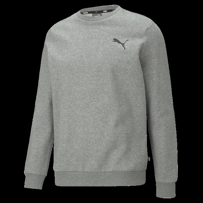 Puma På Tilbud Mellomgrå Lyng-katt Nødvendig Liten Logo Herregenser Med Rund Hals