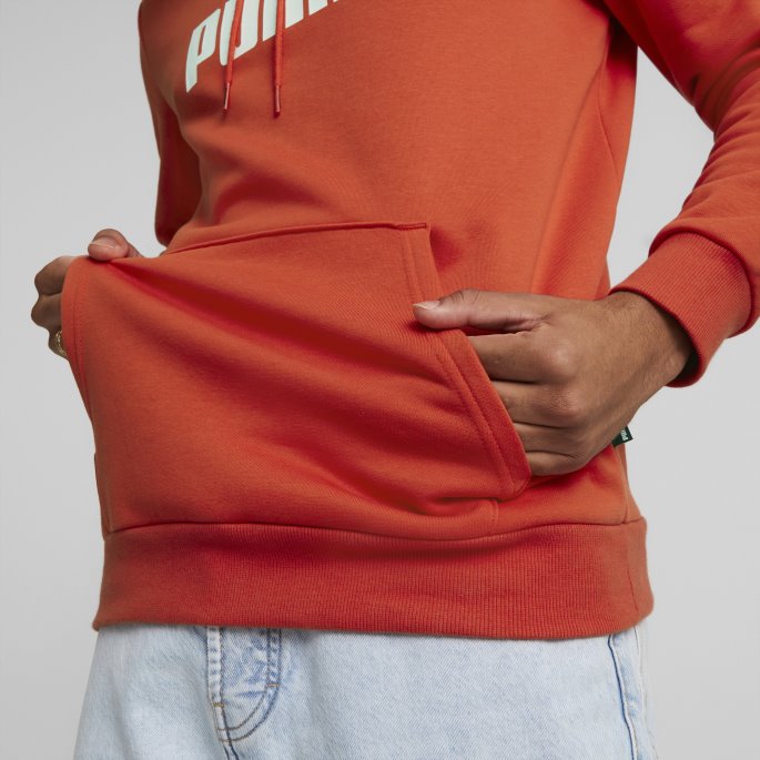 Puma På Tilbud Brent Rød Nødvendig Hettegenser Med Stor Logo For Menn
