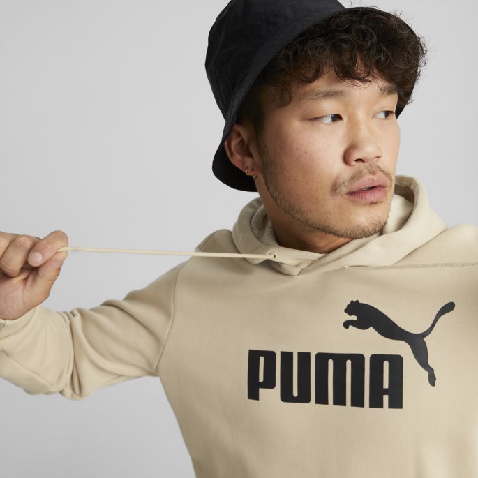 Essentials Stor Logo Hettegenser For Menn Puma På Tilbud Lett Sand
