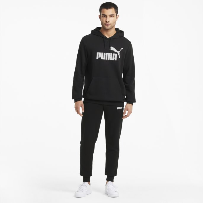 Svart Puma På Tilbud Nødvendig Hettegenser For Menn Med Stor Logo