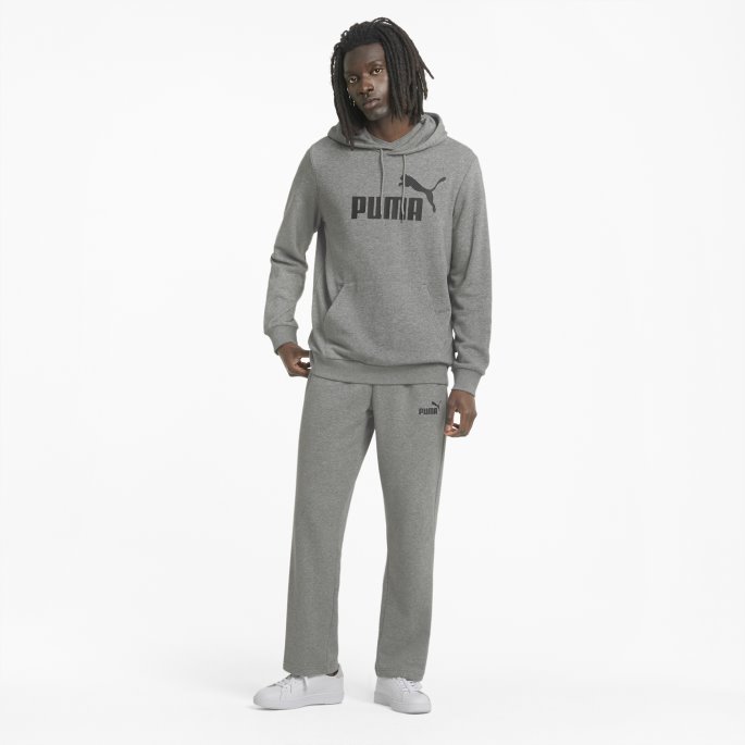 Puma På Salg Nødvendigheter Stor Logo Hettegenser For Menn Mellomgrå Lyng