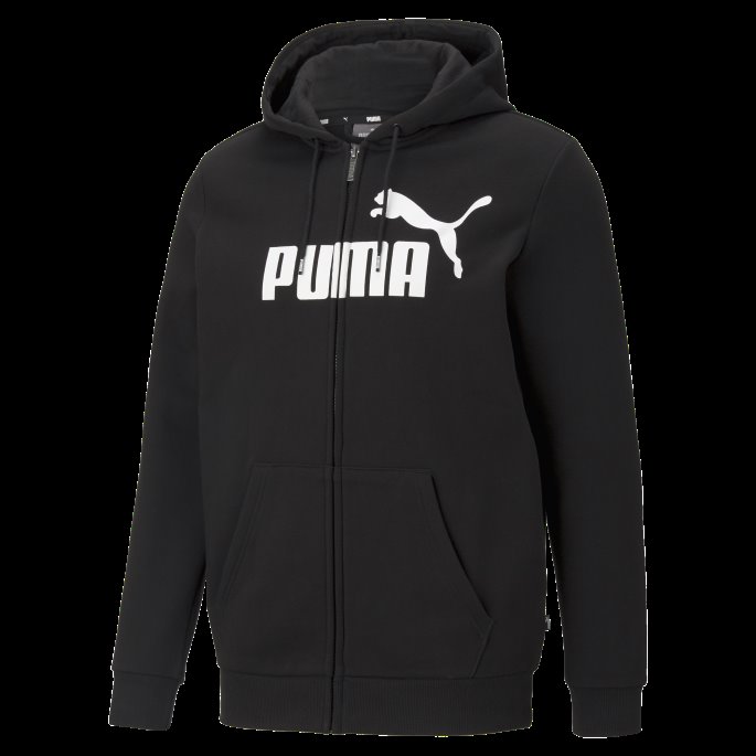 Essentials Stor Logo Full Glidelås Hettegenser For Menn Puma På Tilbud Svart