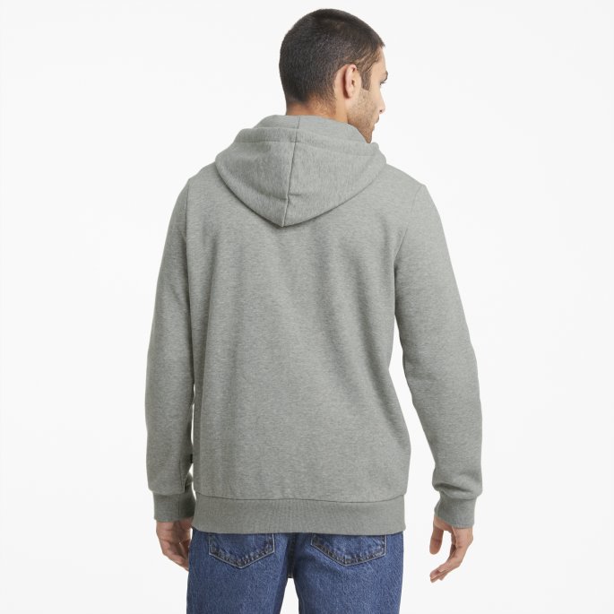 Essentials Stor Logo Hettegenser Med Full Glidelås Mellomgrå Lyng Puma På Salg