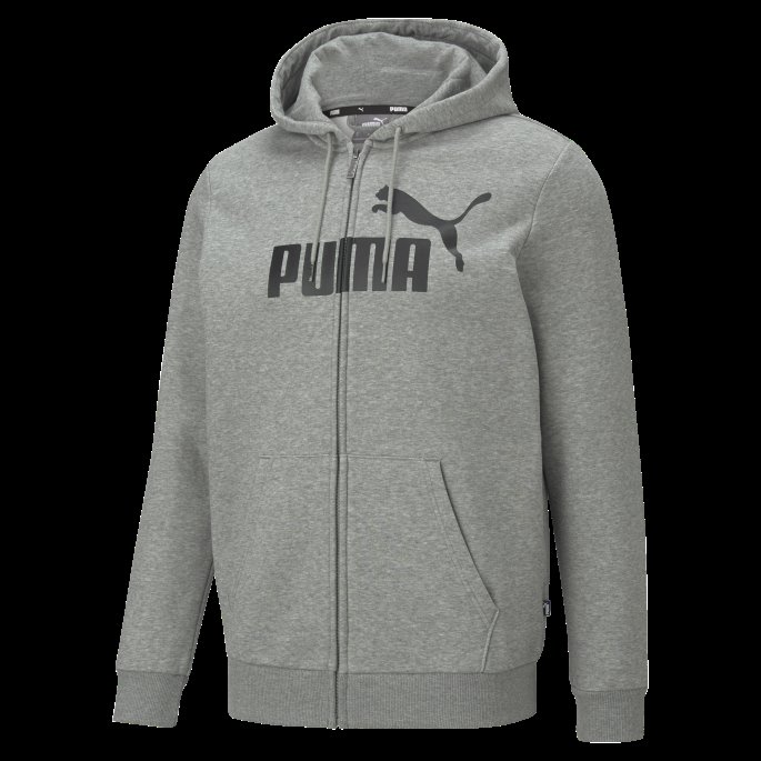Essentials Stor Logo Hettegenser Med Full Glidelås Mellomgrå Lyng Puma På Salg