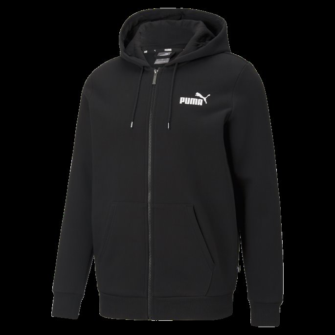 Essentials Full-zip Logo Hettegenser For Menn Puma På Salg Svart