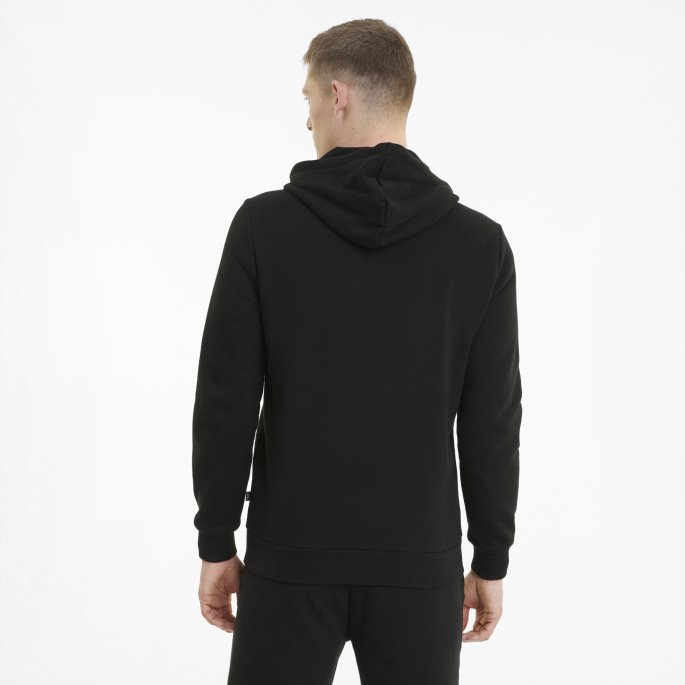 Puma På Tilbud Svart Nødvendig Hettegenser For Menn Med Logo Med Full Glidelås