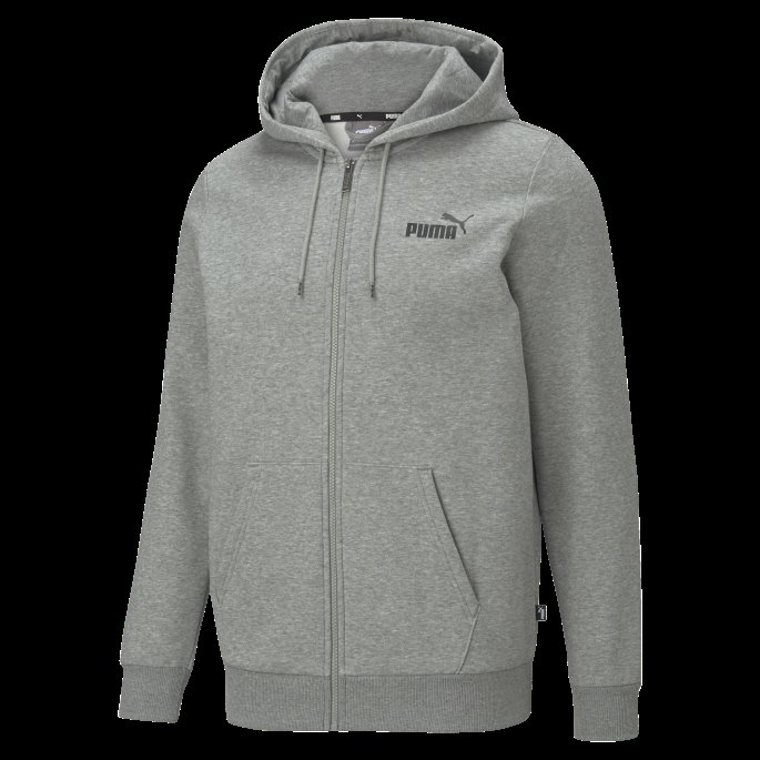 Essentials Full-zip Logo Hettegenser For Menn Mellomgrå Lyng Puma På Salg