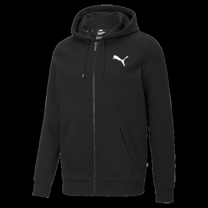 Puma På Tilbud Black-cat Essentials Full Zip Logo Hettegenser For Menn