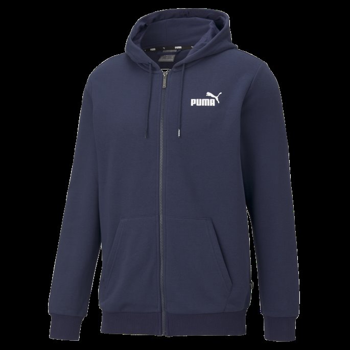 Puma På Tilbud Peacoat Essentials Liten Logo Hettegenser For Menn Med Full Glidelås