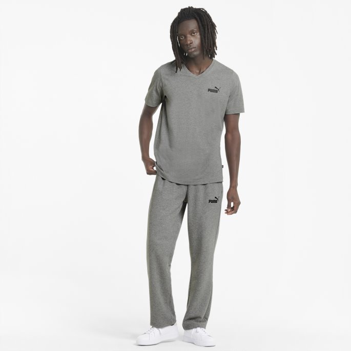 Puma På Tilbud Essentials V-hals Herre T-skjorte Mellomgrå Lyng