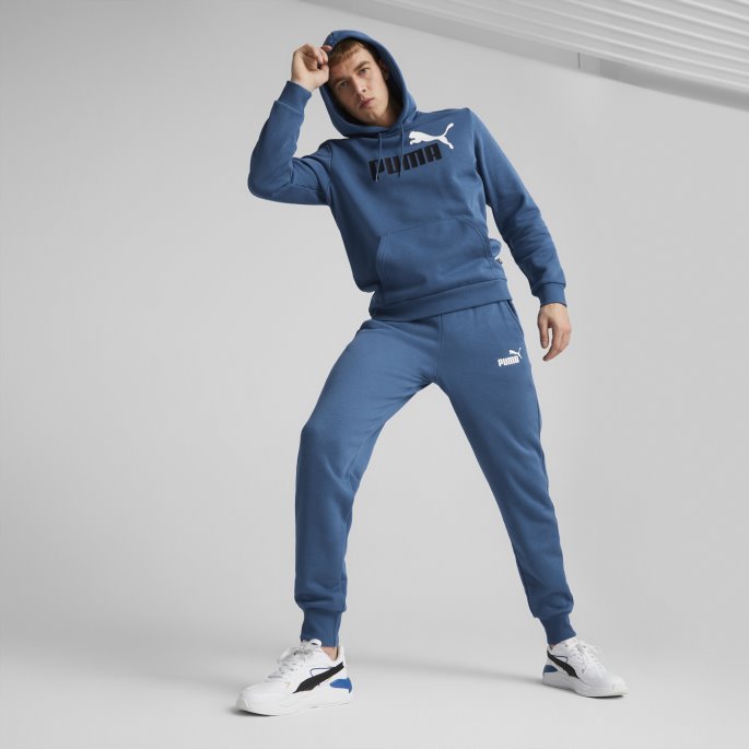 Lake Blue Essentials+ Tofarget Stor Logo Hettegenser For Menn Puma På Salg